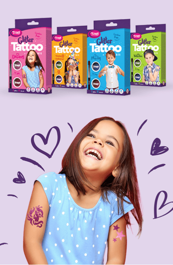 Tytoo Glitter Tattoo Set for Girls with 15 Stencils Hypoallergenic and lasts 